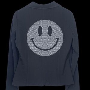 Black Blazer w/ Silver Rhinestone Smiley Face